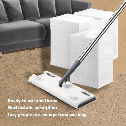 100 Ultra-Fine Microfiber Mop Pads - Easy to Clean, Suitable for Both Wet And Dry Use, Disposable Flat Floor Cloths That Effectively Clean Your Home, Featuring a White Surface with a Green Backing to Enhance Absorbency